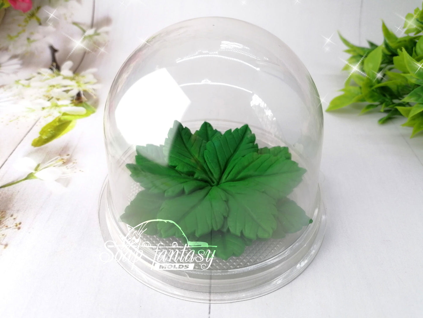 Base of leaves for a flower silicone mold (mould) for soap making and candle making