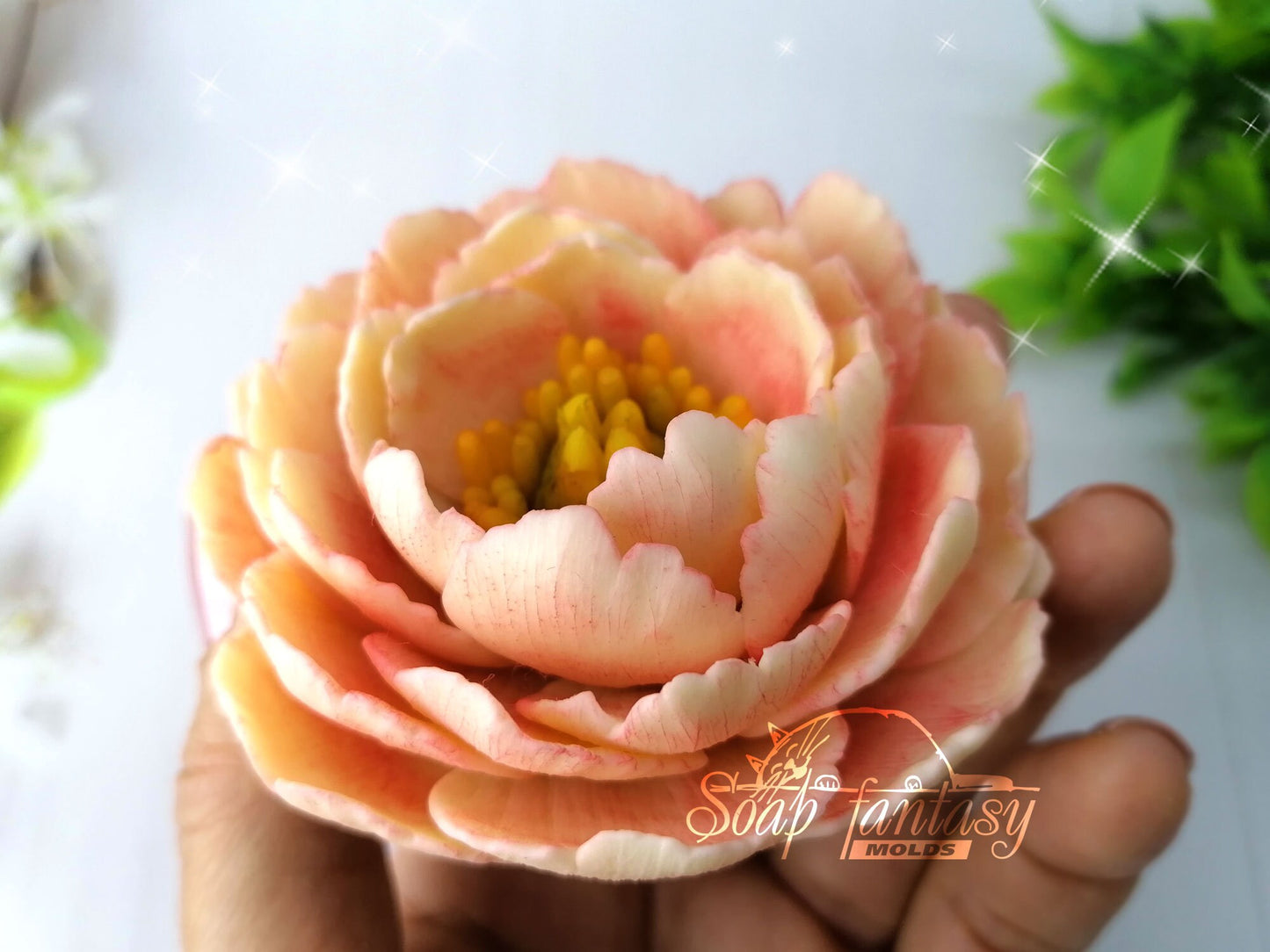 Peony "Coral Magic" silicone mold for soap making