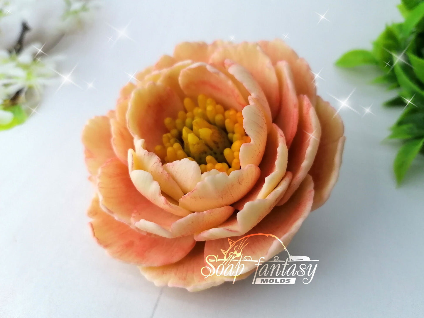 Peony "Coral Magic" silicone mold for soap making
