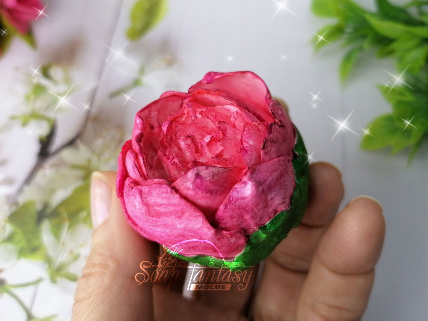 Peony "Evening Dream" bud flower silicone mold for soap making