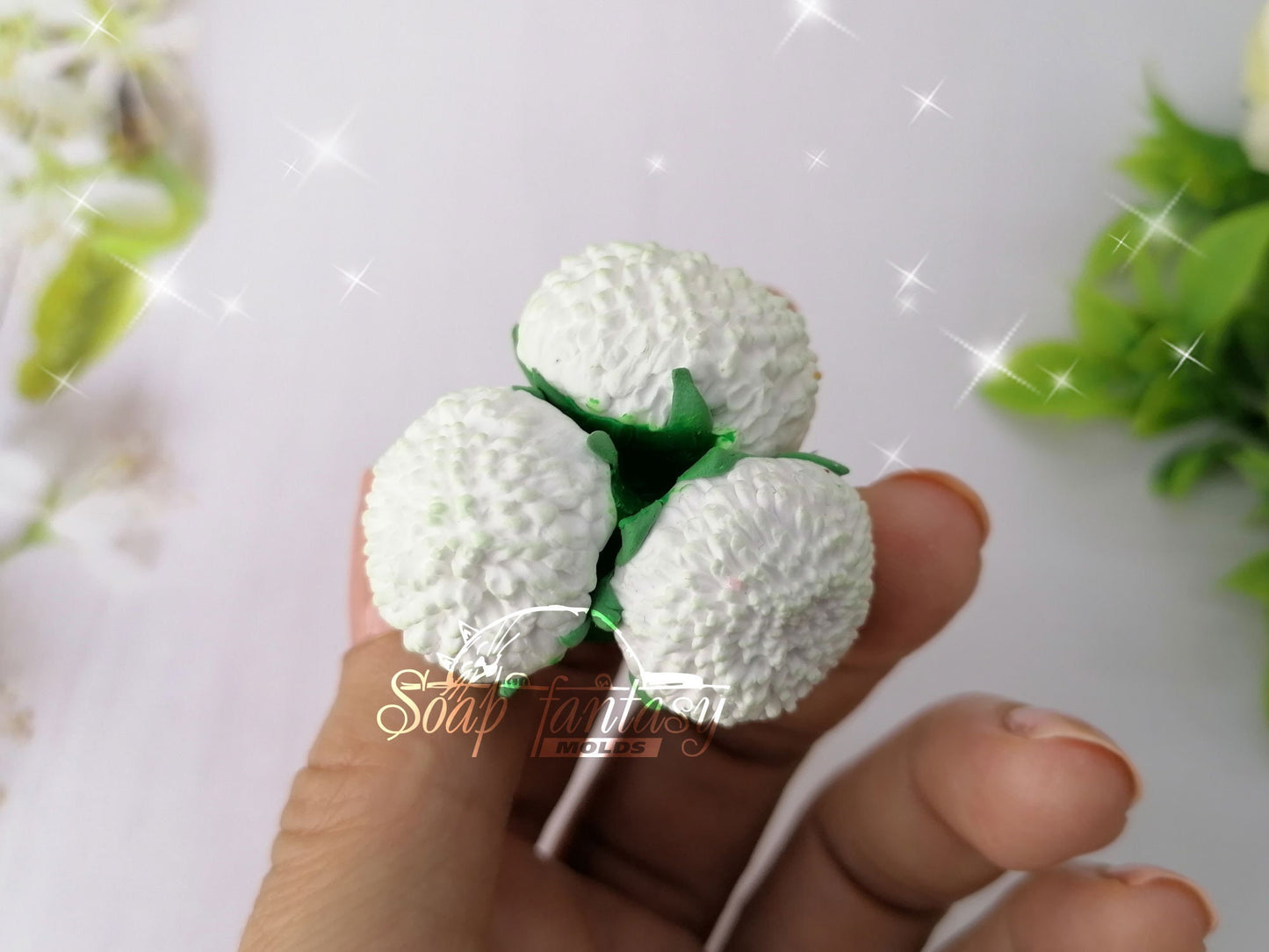 Triple bellis flowers (bouquet insert) silicone mold for soap making