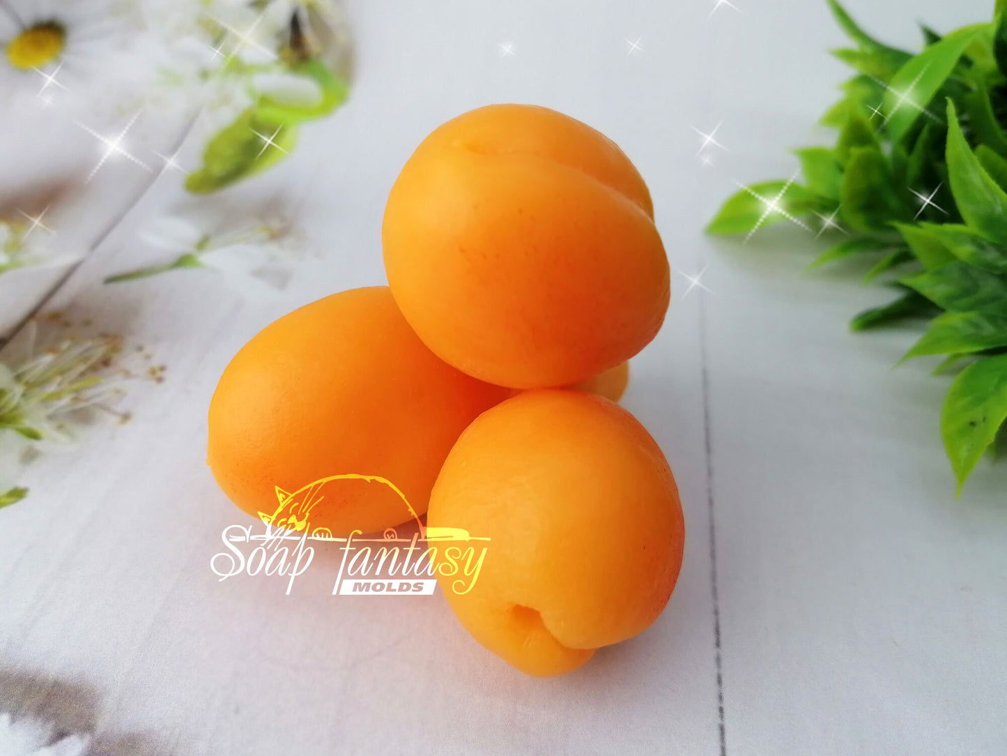 Triple apricots (bouquet inserts) silicone mold for soap making