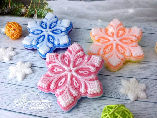 Christmas snowflakes Silicone Soap Mold - for soap making, Craft & Hobby