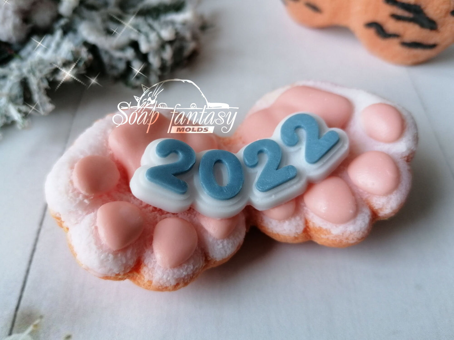 Fluffy tiger (cat) paws silicone mold for soap making