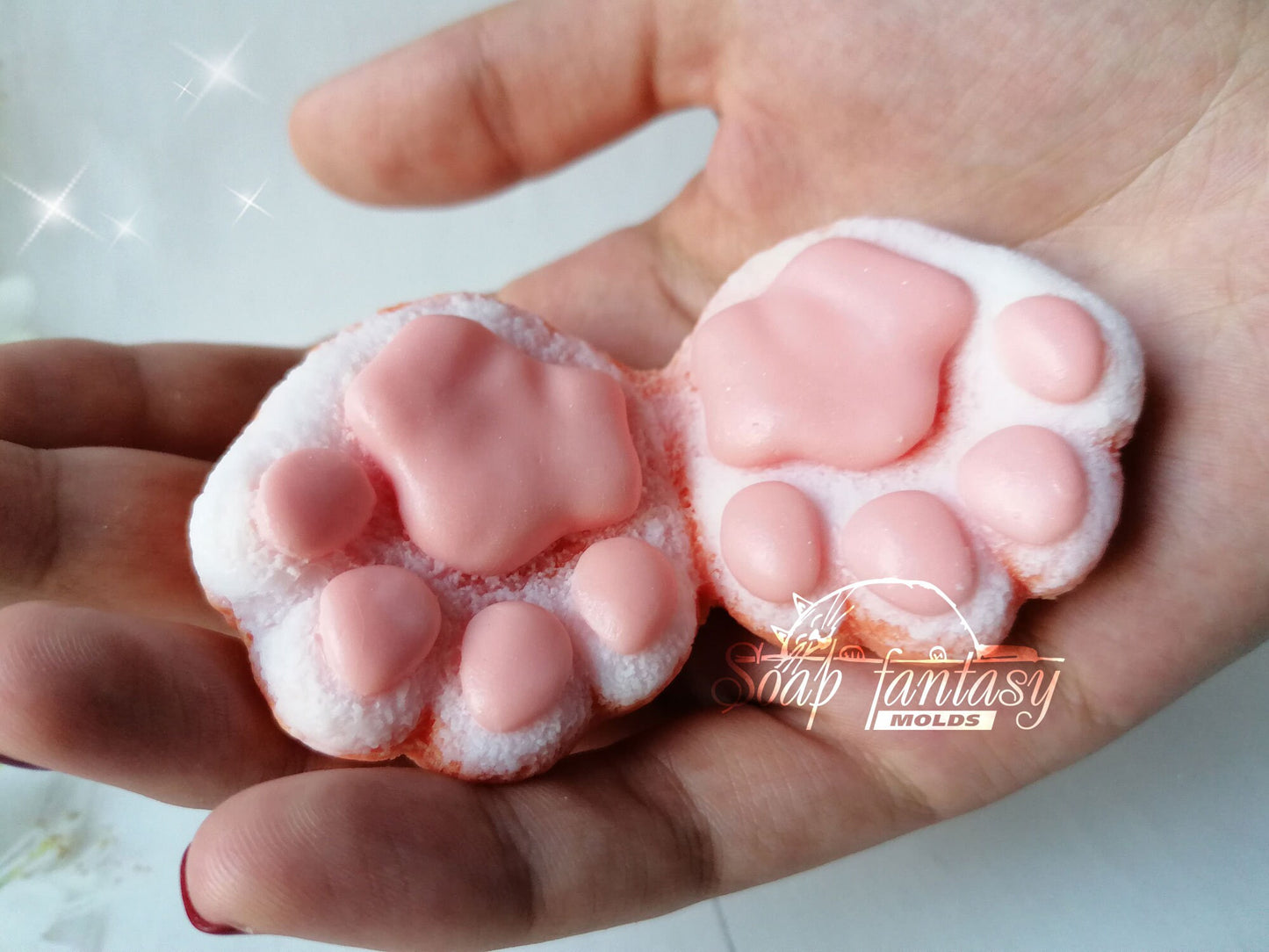 Fluffy tiger (cat) paws silicone mold for soap making