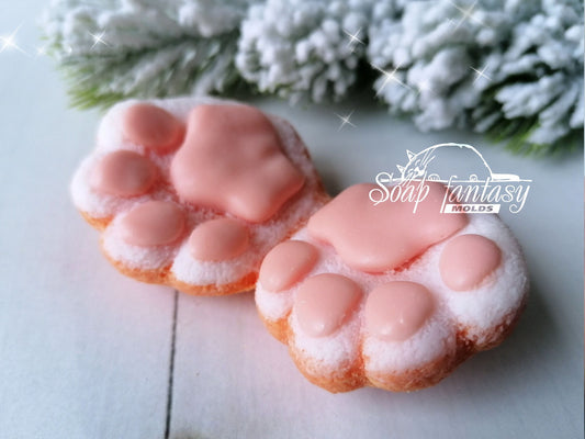 Fluffy tiger (cat) paws Silicone Soap Mold - for soap making, Craft & Hobby