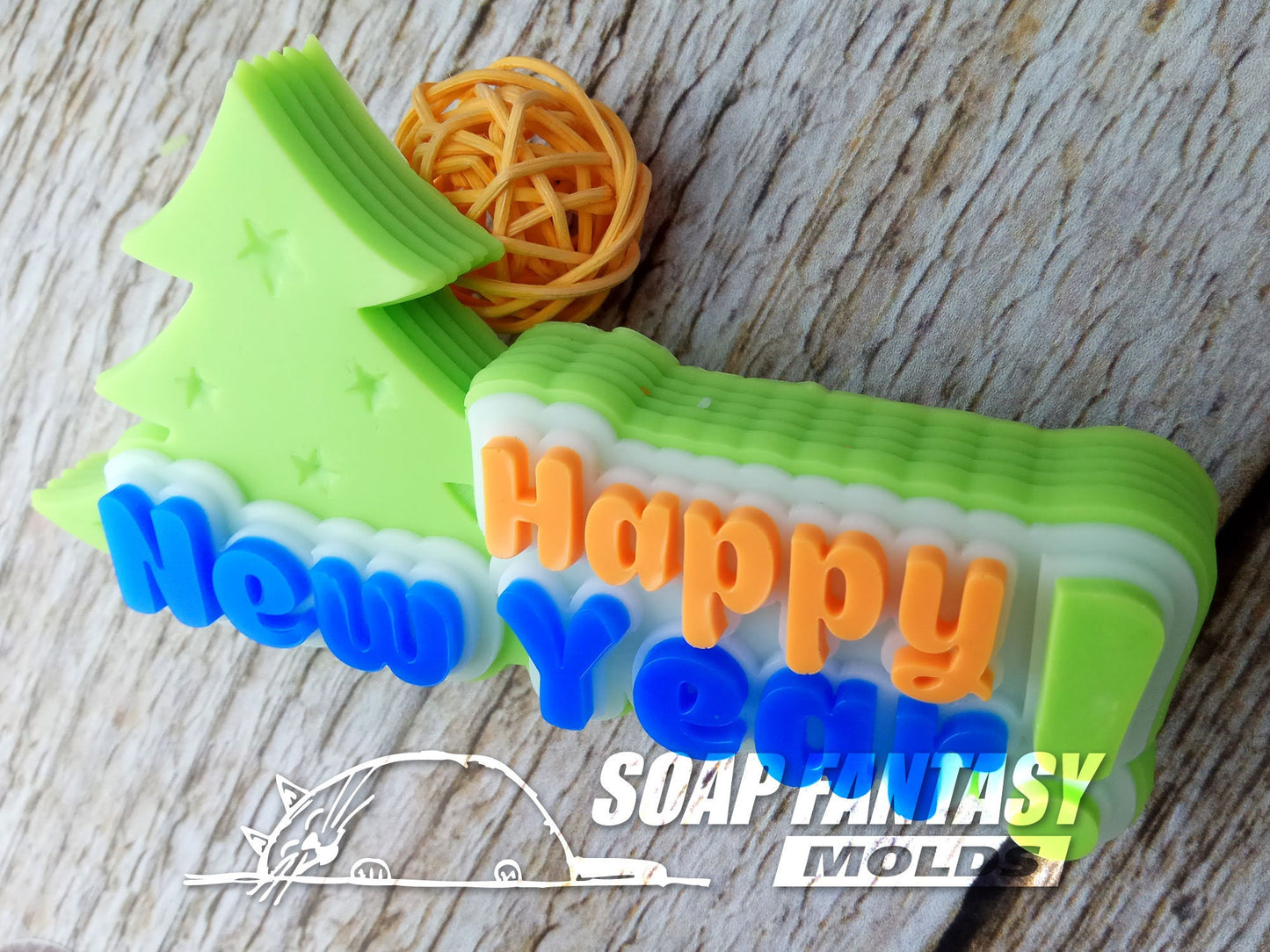 Happy New Year with a Christmas tree silicone mold for soap making