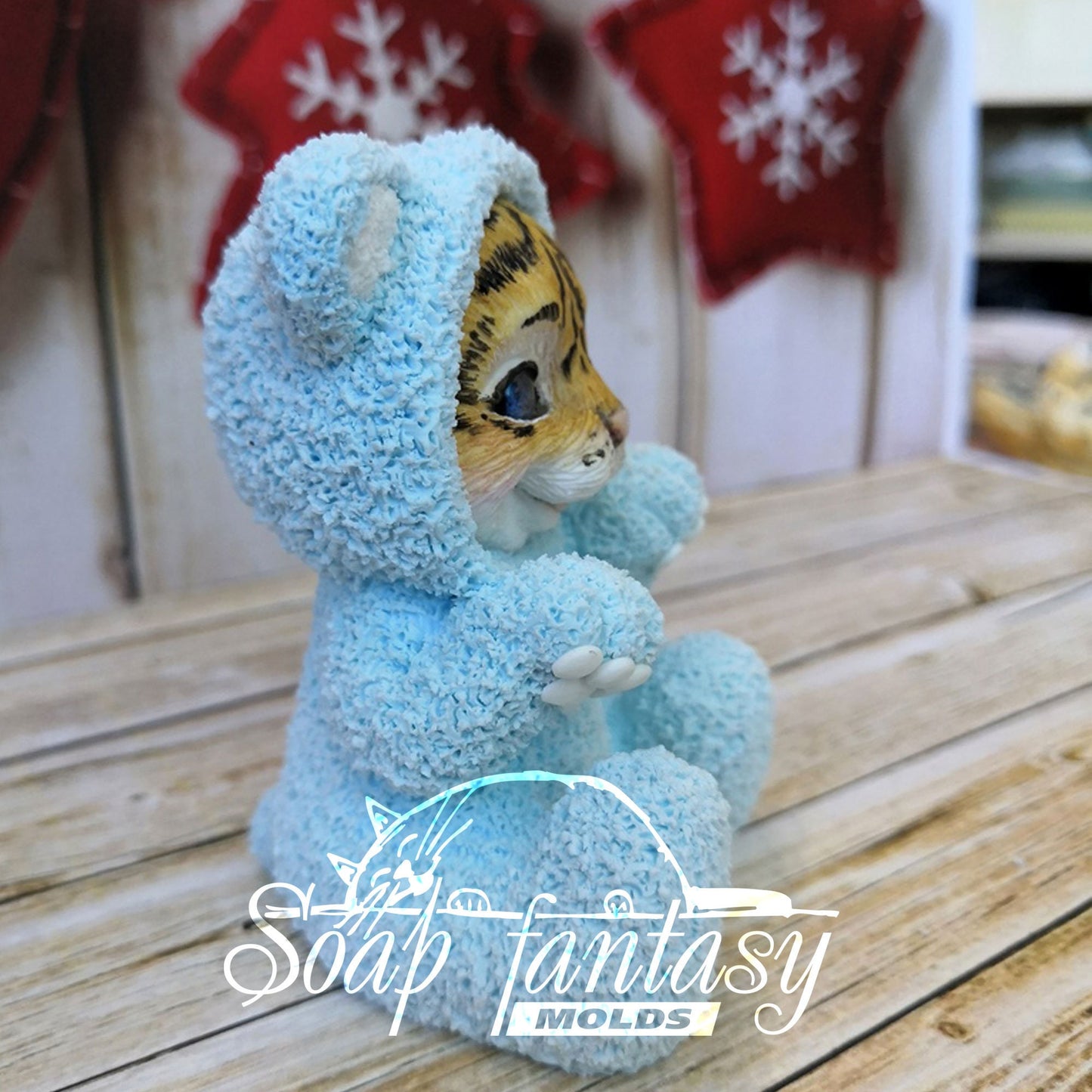 Tiger Cub in blue pajamas silicone mold for soap making