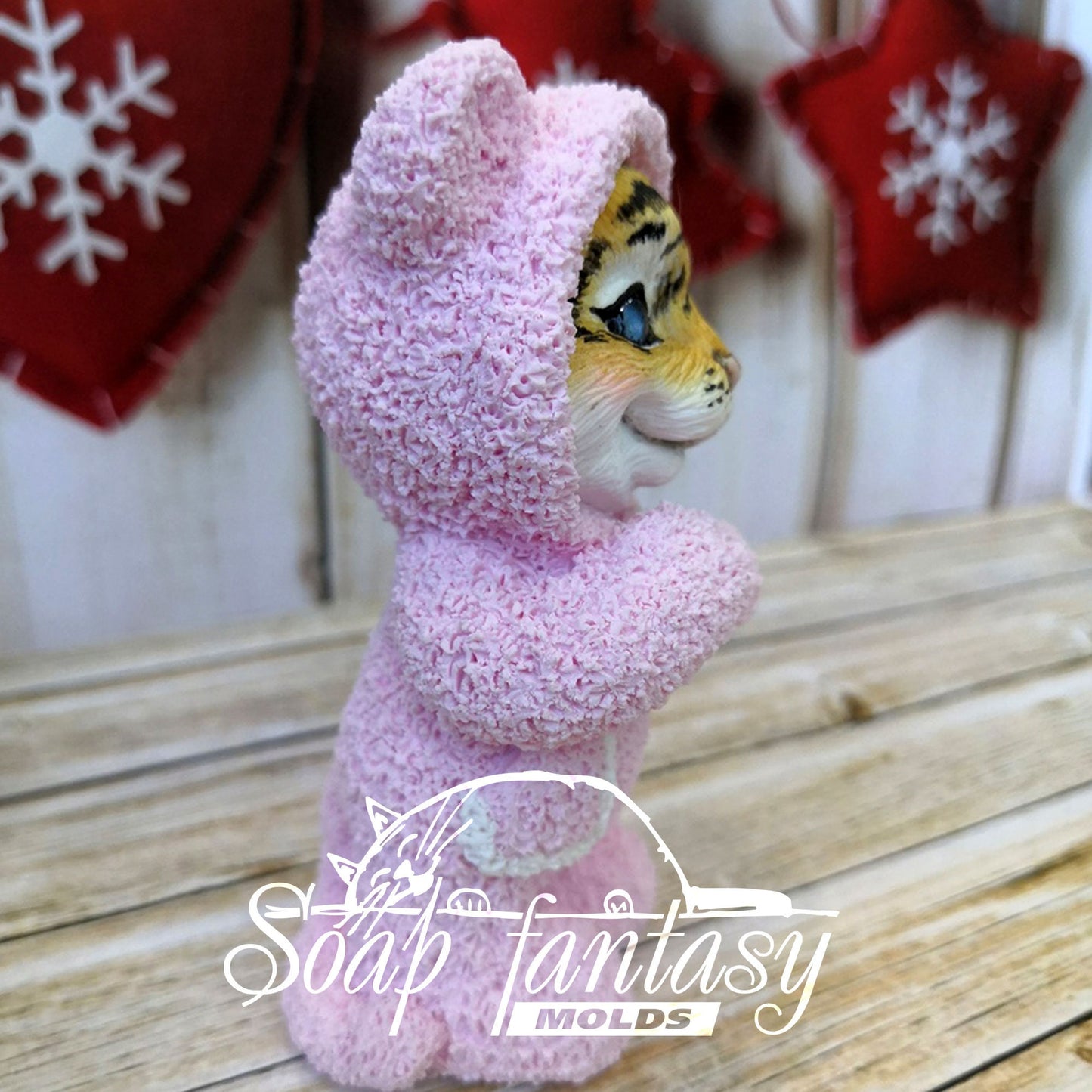 Tiger Cub in pink pajamas silicone mold for soap making