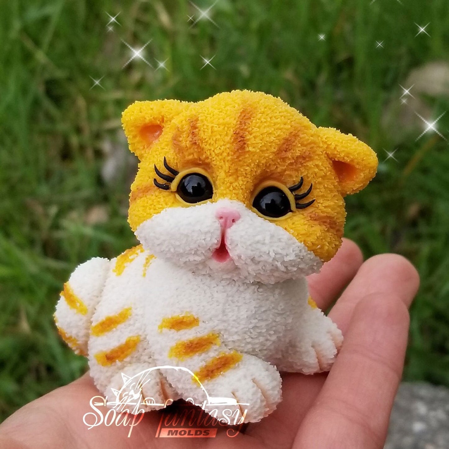 Fluffy kitten baby silicone mold for soap making