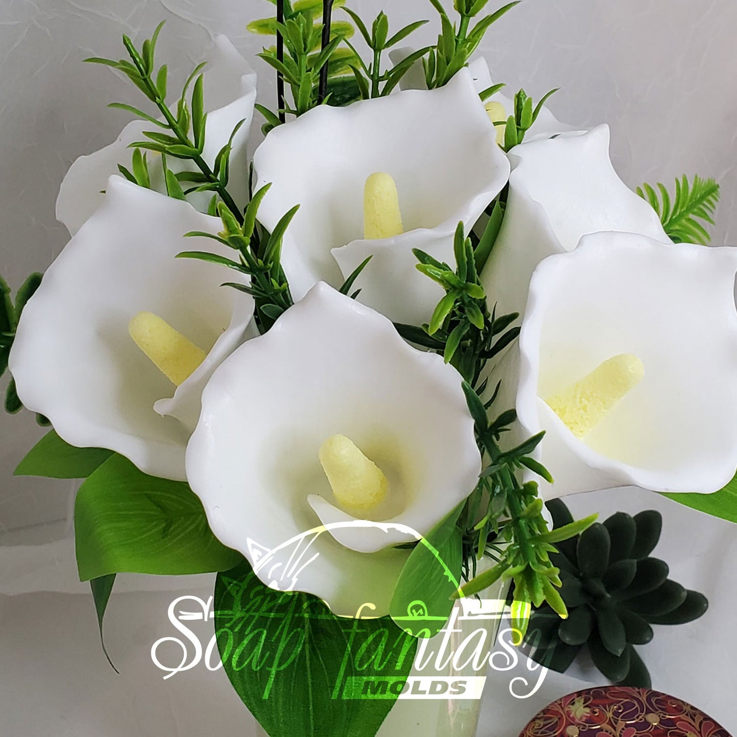 Calla lilies flower silicone mold (mould) for soap making and candle making