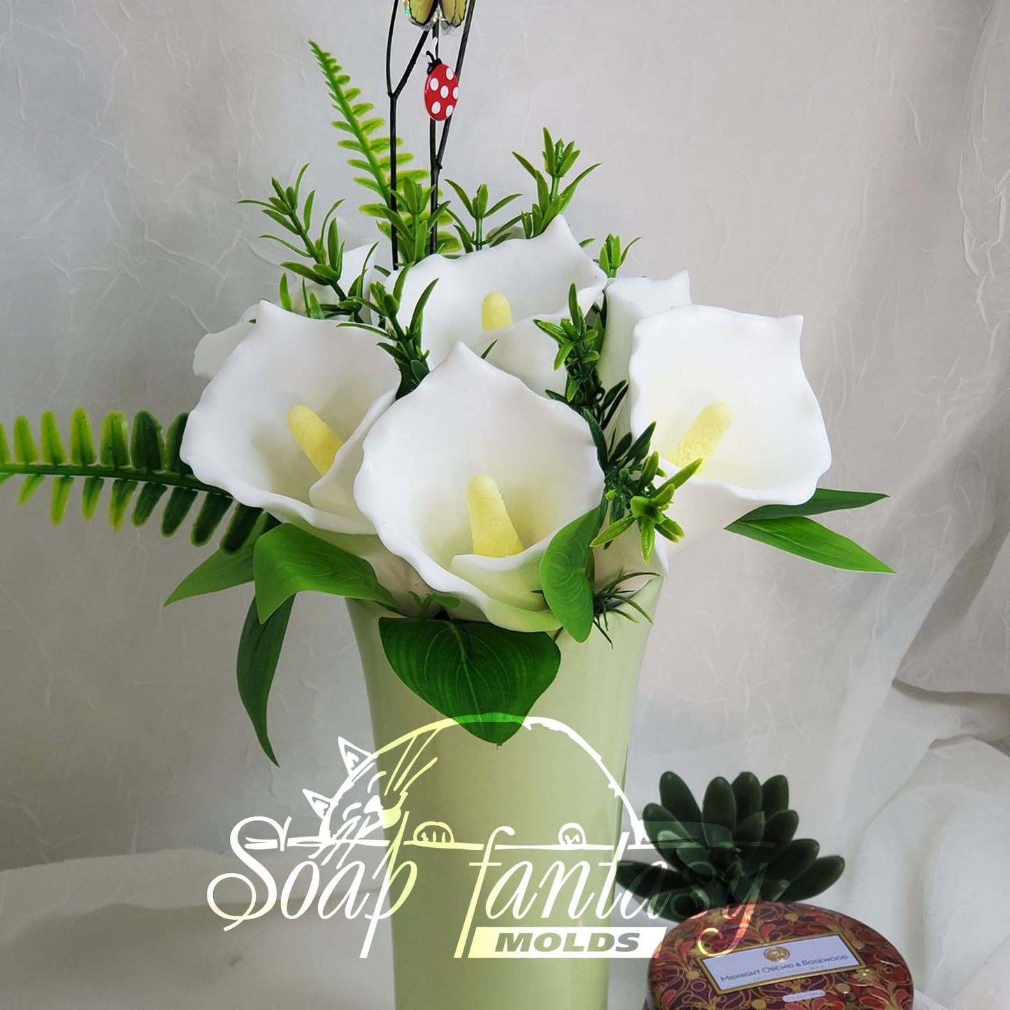 Calla lilies flower silicone mold (mould) for soap making and candle making