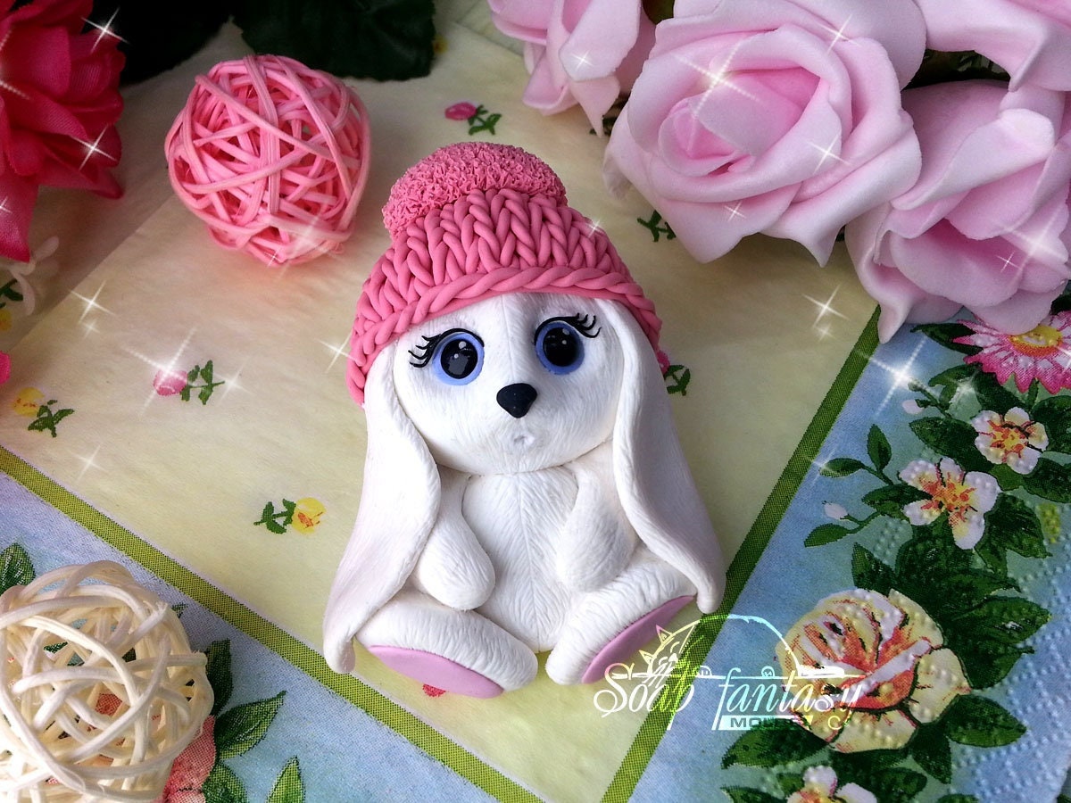 Bunny in a hat silicone mold (mould) for soap making and candle making