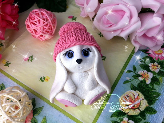 Bunny in a hat silicone mold (mould) for soap making and candle making