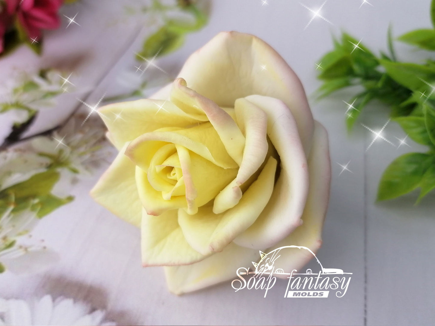 Tiffany White Rose flower silicone mold for soap making