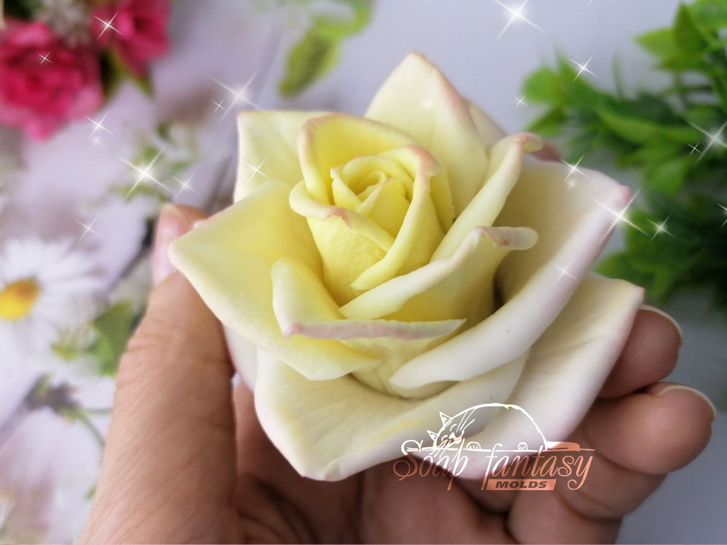 Tiffany White Rose flower silicone mold for soap making