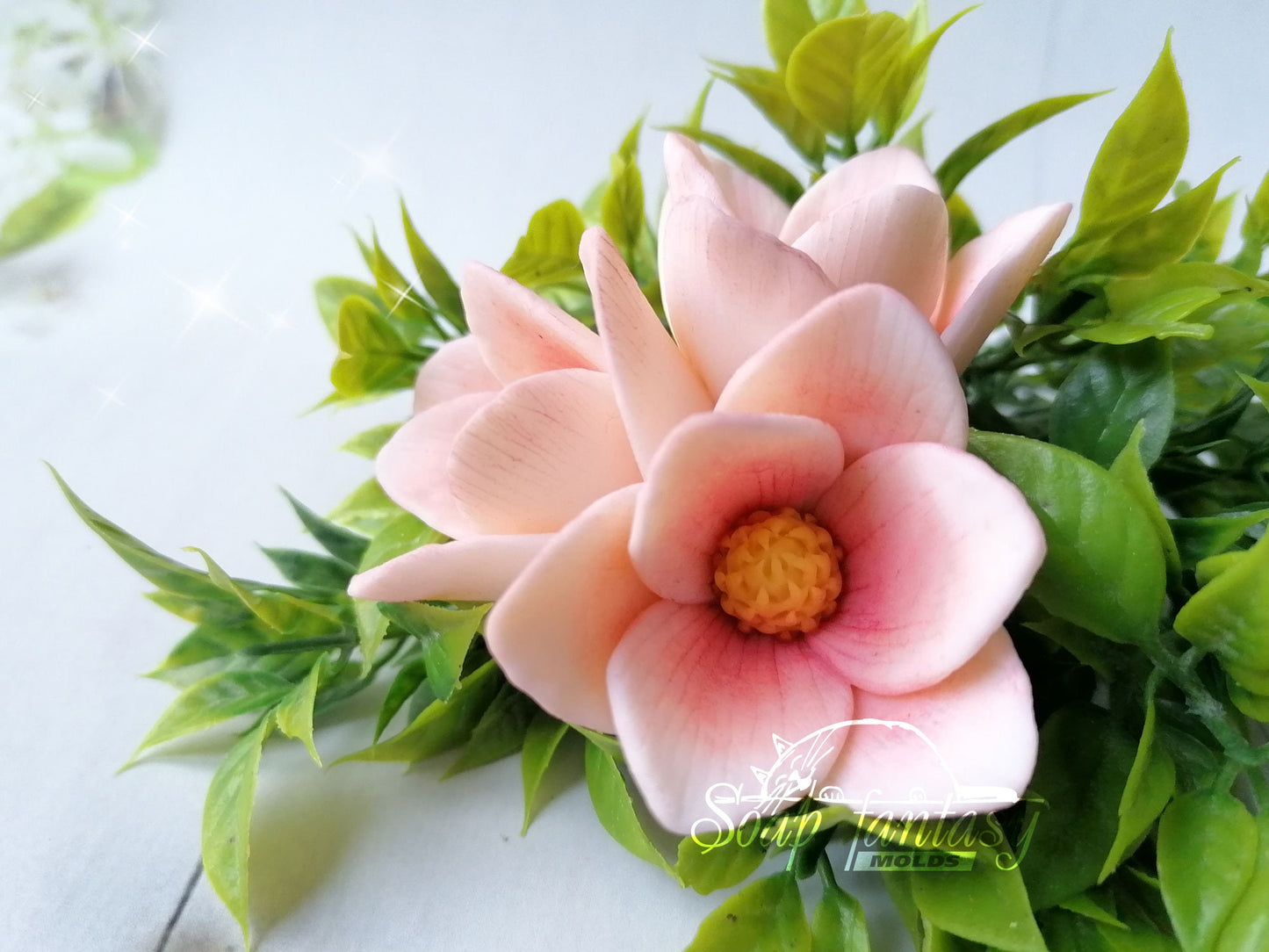 Magnolia triplet flower silicone mold for soap making