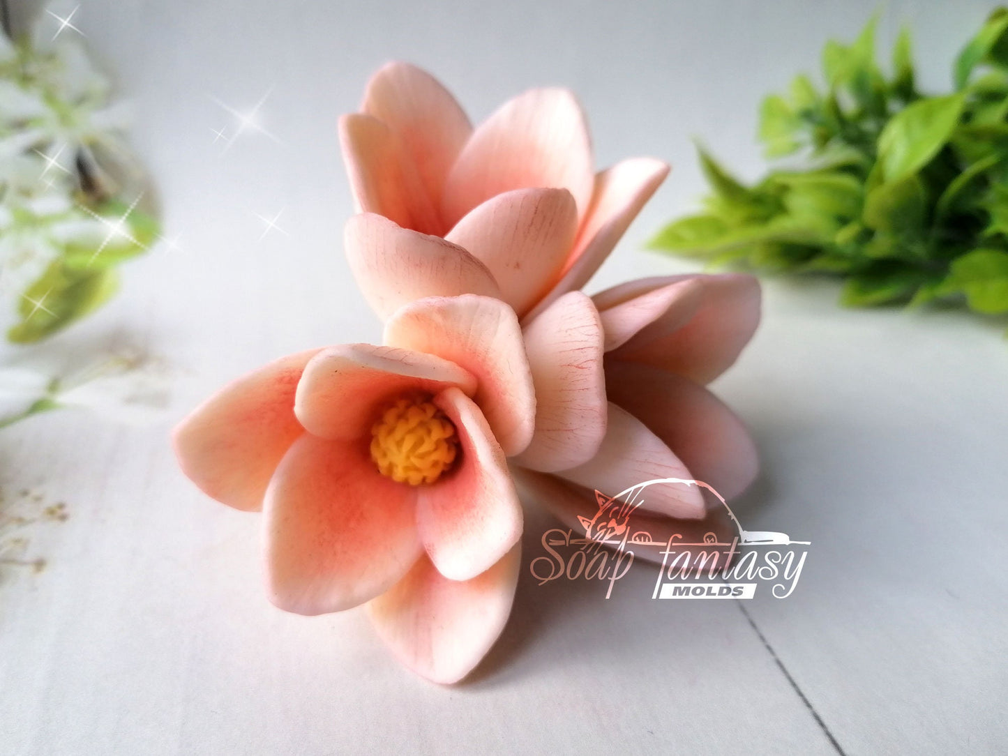Magnolia triplet flower silicone mold for soap making