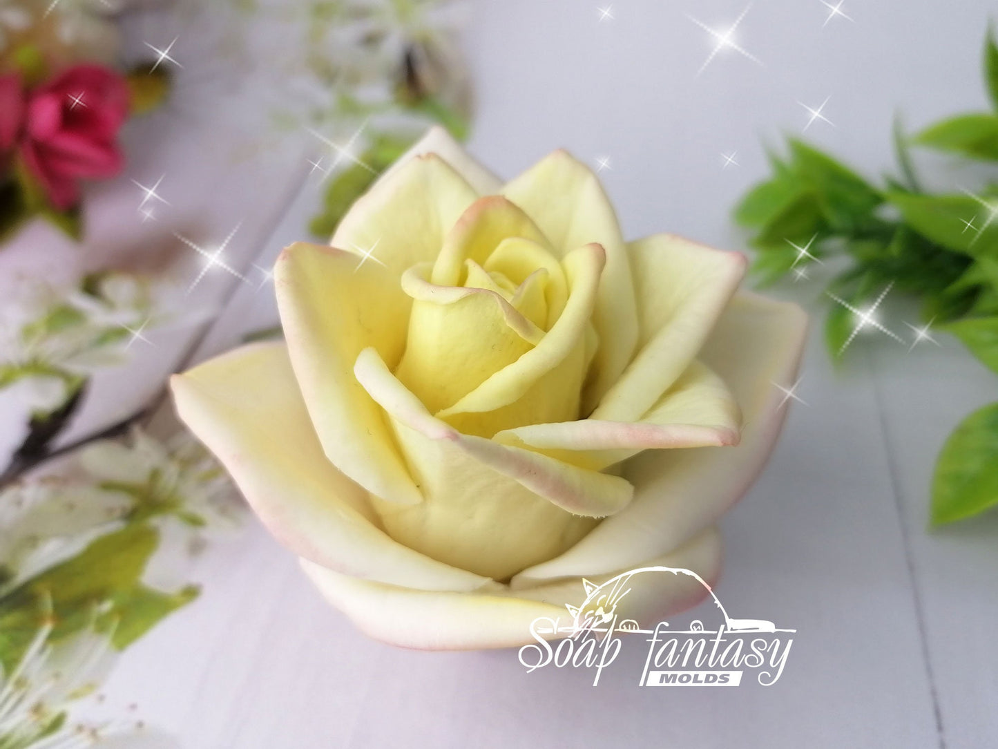 Tiffany White Rose flower silicone mold for soap making