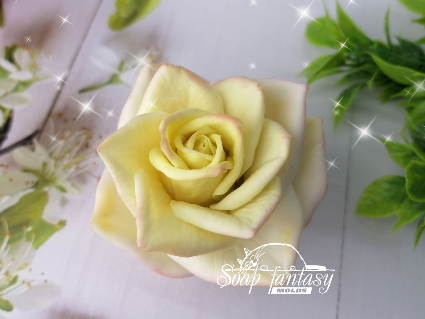 Tiffany White Rose flower silicone mold for soap making