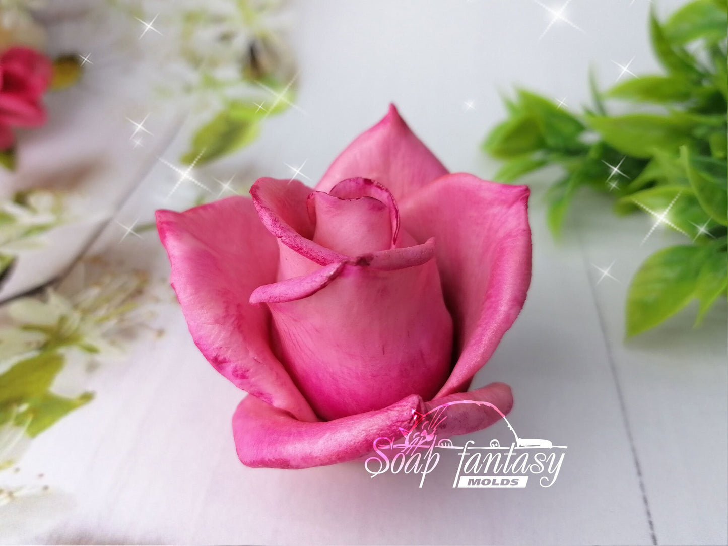 Tiffany Rose half-blooming (realistic thin petals) silicone mold for soap making (For experienced craftsmen)