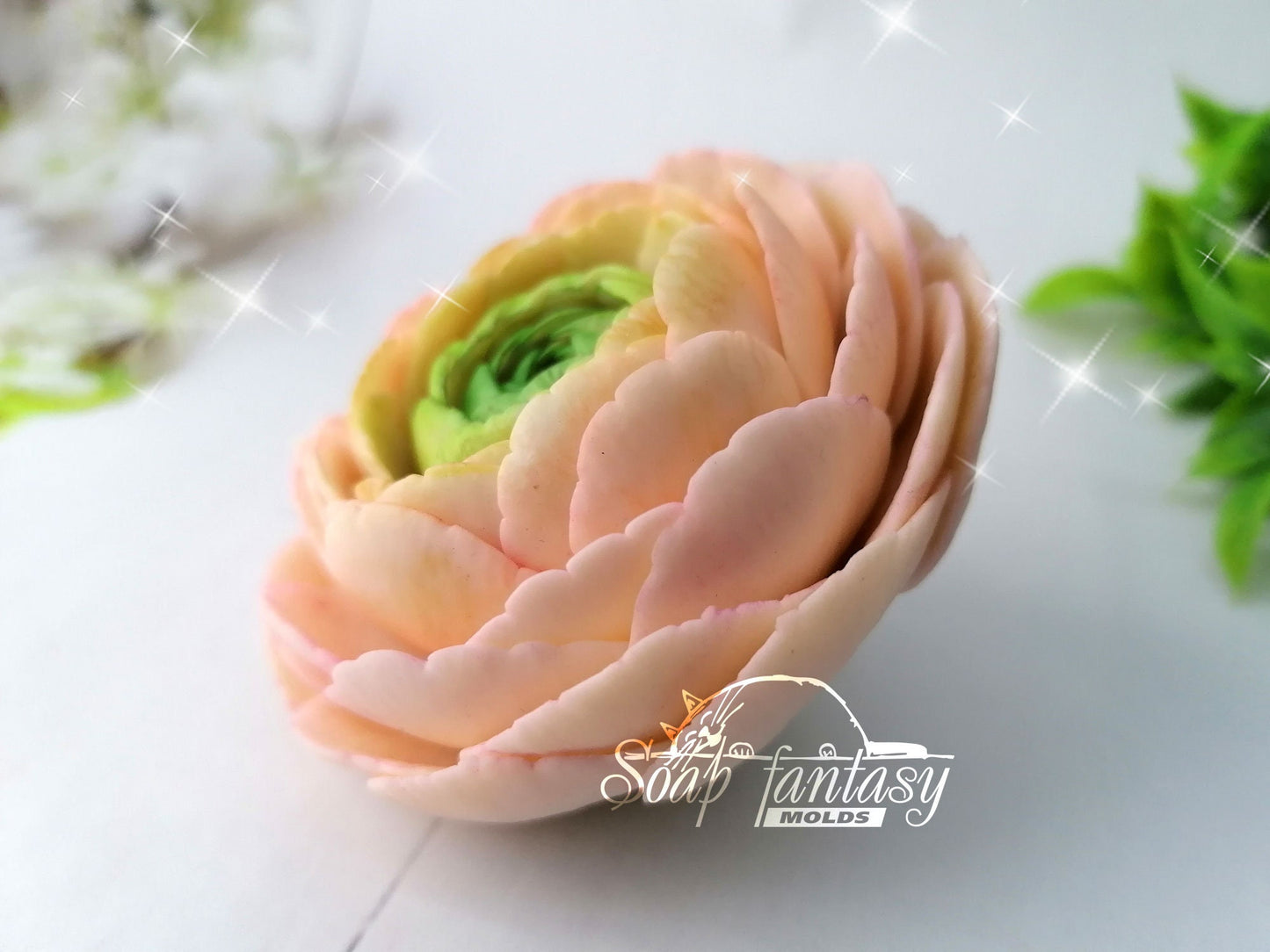 Ranunculus "Amandine" flower silicone mold for soap making