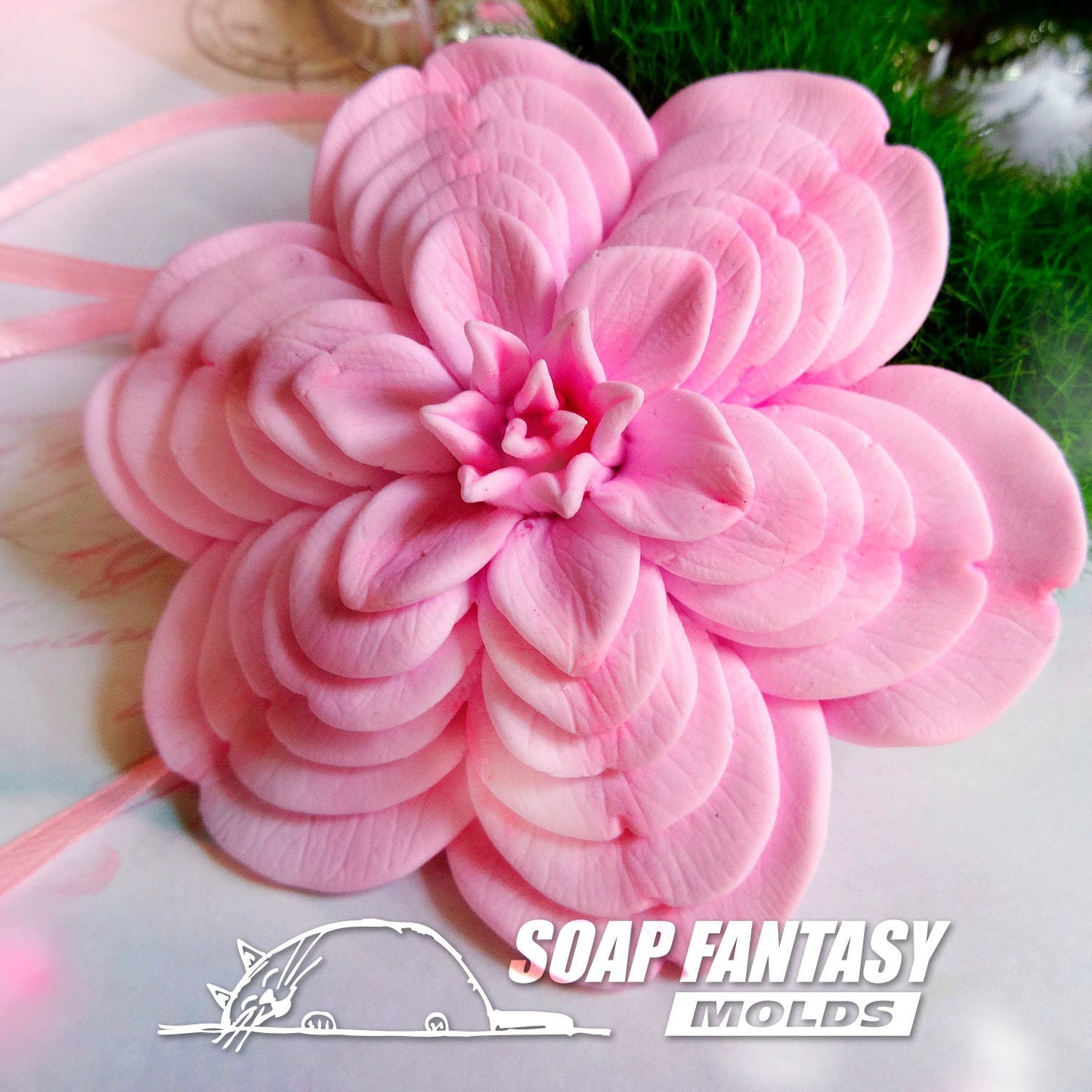 Camellia King flower silicone mold (mould) for soap making and candle making