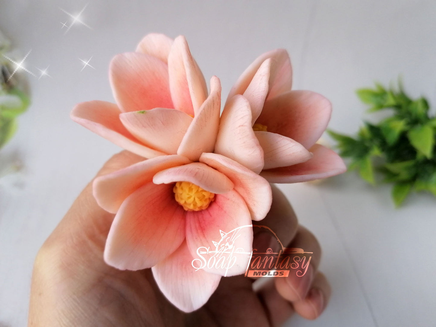 Magnolia triplet flower silicone mold for soap making