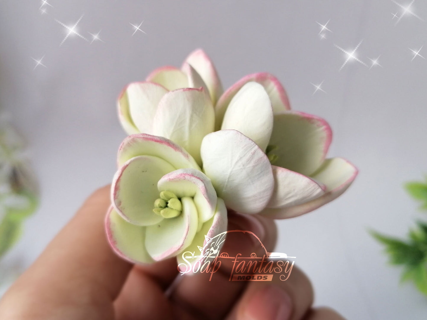 Freesia White triplet flower silicone mold for soap making