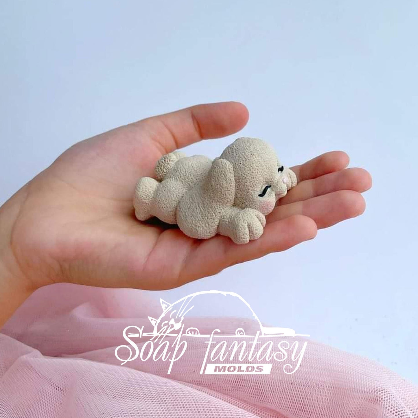 Little bunny on the silicone mold for soap making