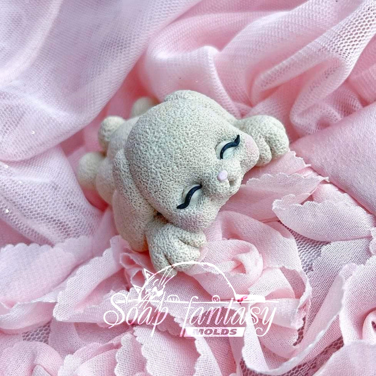 Little bunny on the silicone mold for soap making