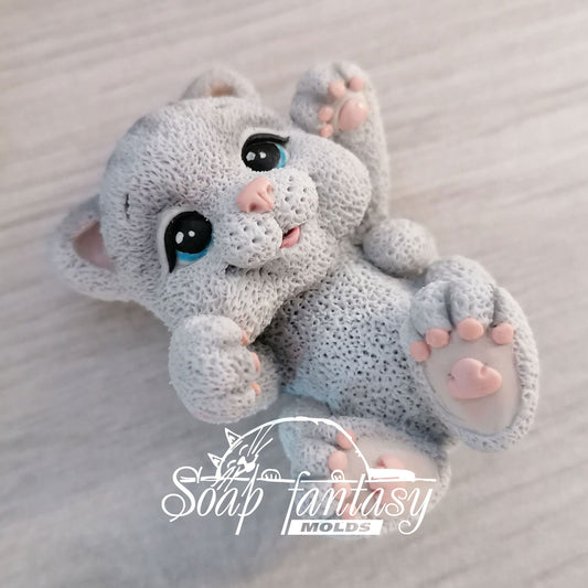 Little kitten purr-purr on the back Silicone Soap Mold - for soap making, Craft & Hobby
