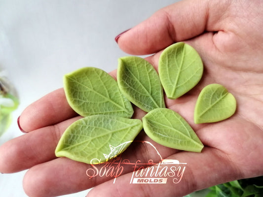 Flat 3D leafs set (6 pieces) Silicone Soap Mold - for soap making, Craft & Hobby