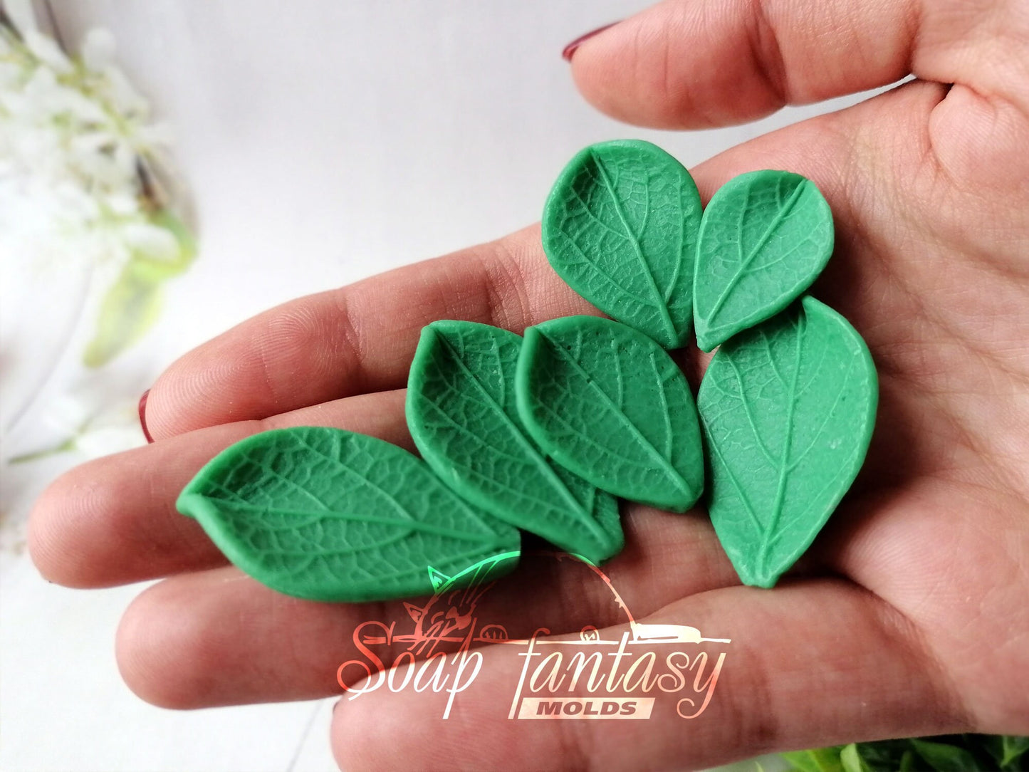 Flat 3D leafs set (6 pieces) silicone mold for soap making