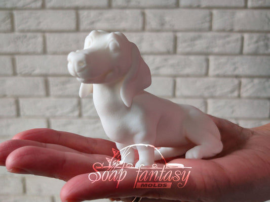 Sitting dachshund silicone mold for soap making