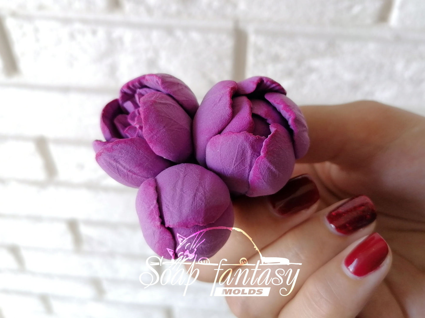 Luxurious peony triplet silicone mold for soap making
