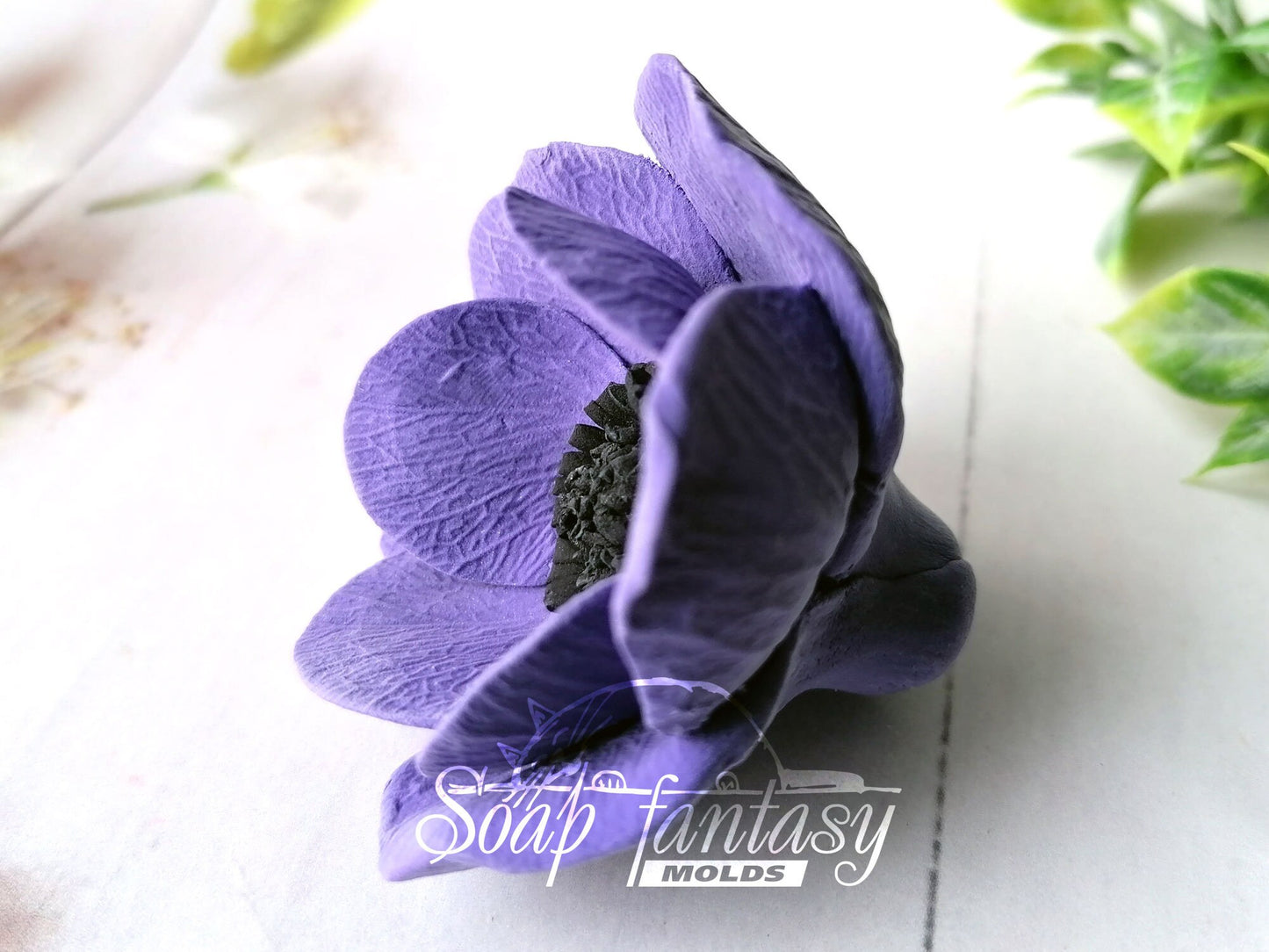 Blue роpрy anemone silicone mold (mould) for soap making and candle making