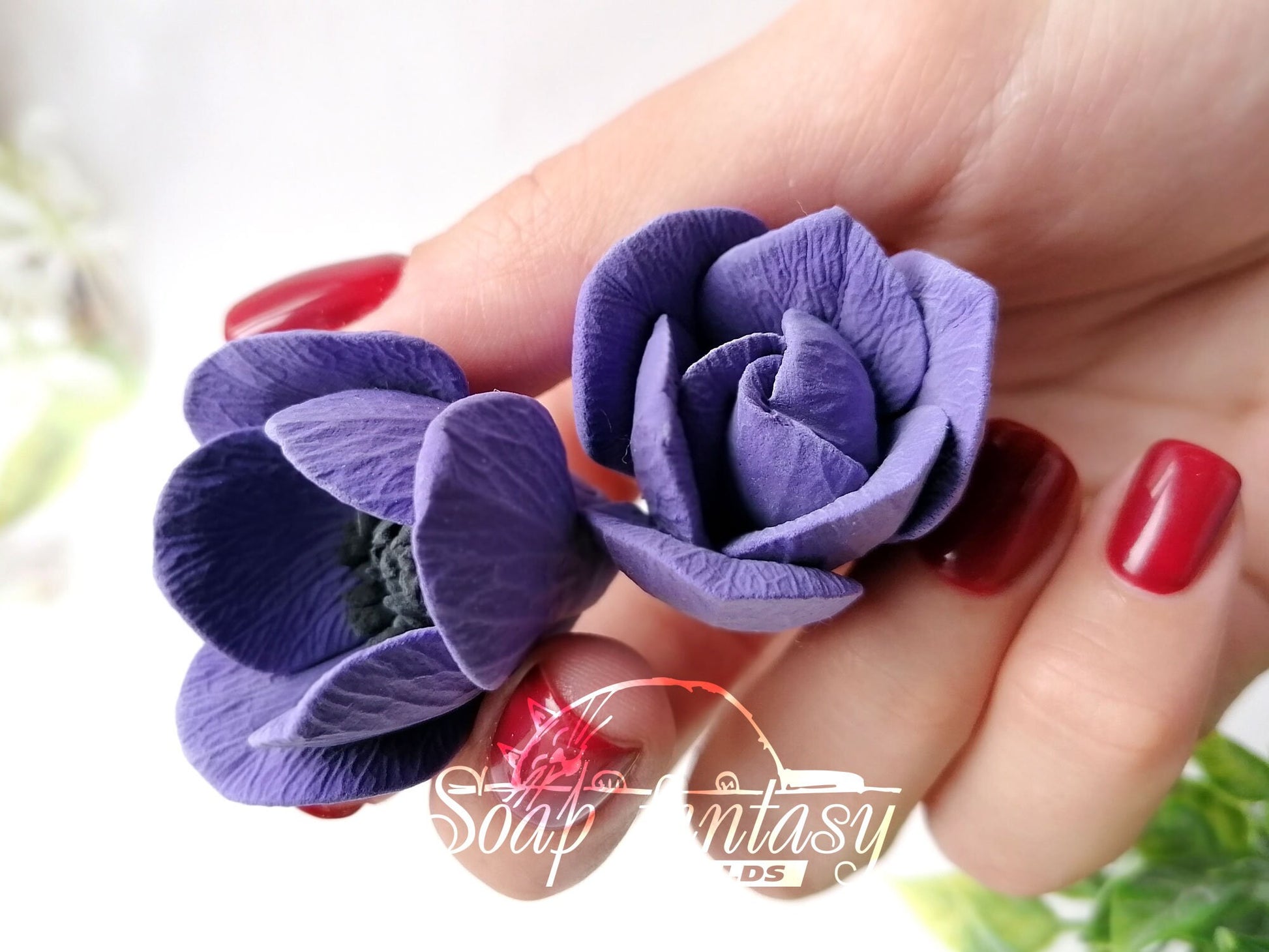 Blue роpрy anemone buds silicone mold (mould) for soap making and candle making