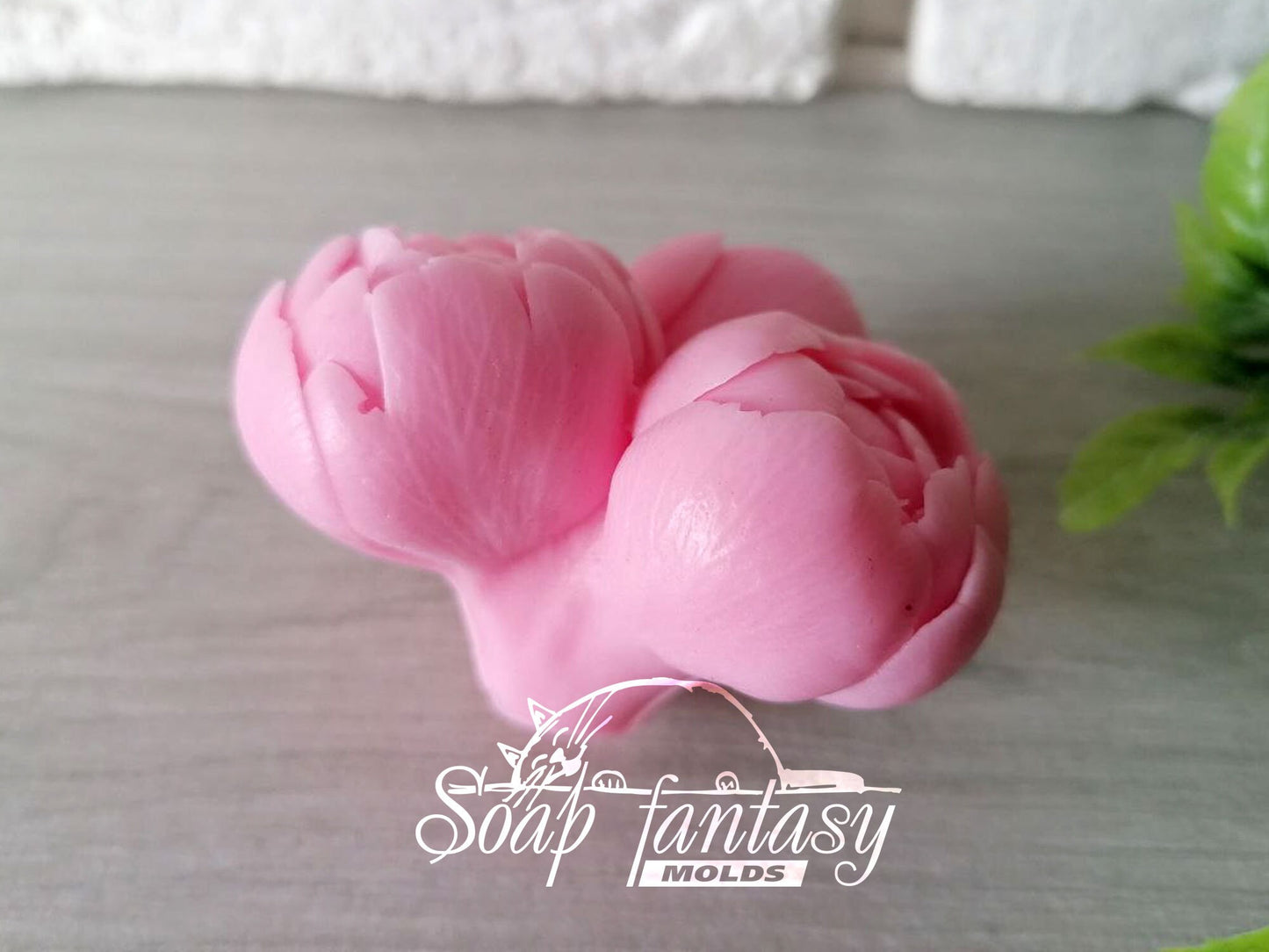 Peony buds triplet "Sweet Harmony" silicone mold for soap making