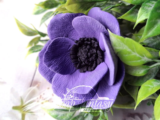 Blue роpрy anemone silicone mold (mould) for soap making and candle making