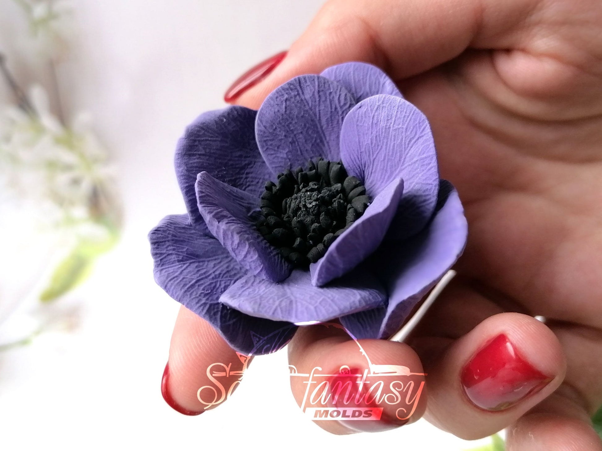 Blue роpрy anemone silicone mold (mould) for soap making and candle making