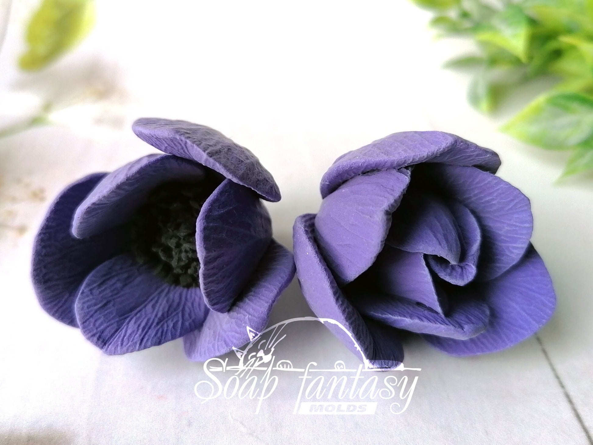 Blue роpрy anemone buds silicone mold (mould) for soap making and candle making