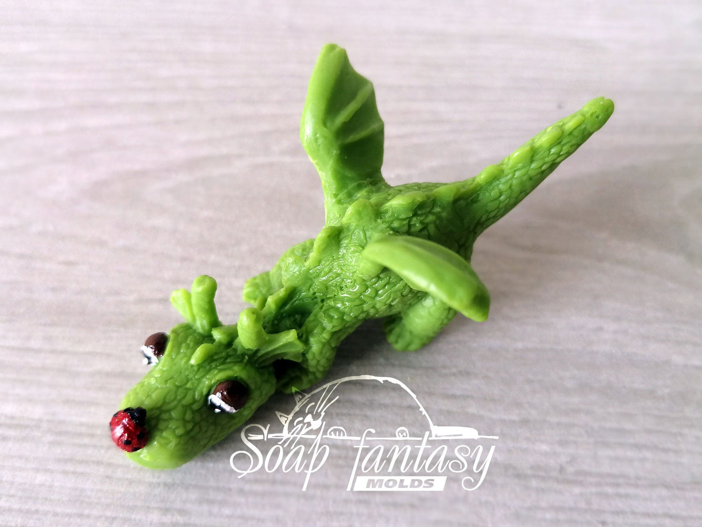 Little Emerald dragon silicone mold for soap making
