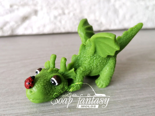 Little Emerald dragon Silicone Soap Mold - for soap making, Craft & Hobby