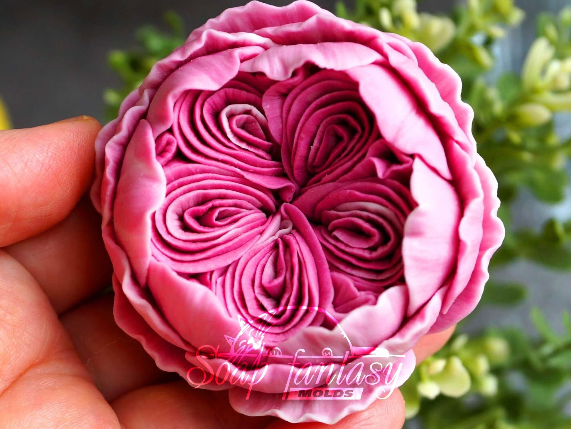 Austin English Rose flower silicone mold (mould) for soap making and candle making