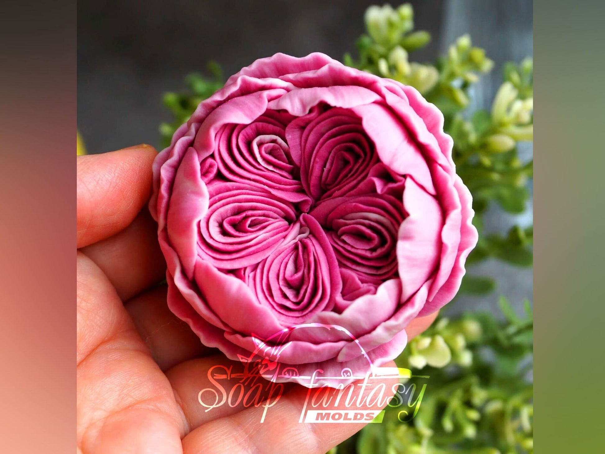 Austin English Rose flower silicone mold (mould) for soap making and candle making