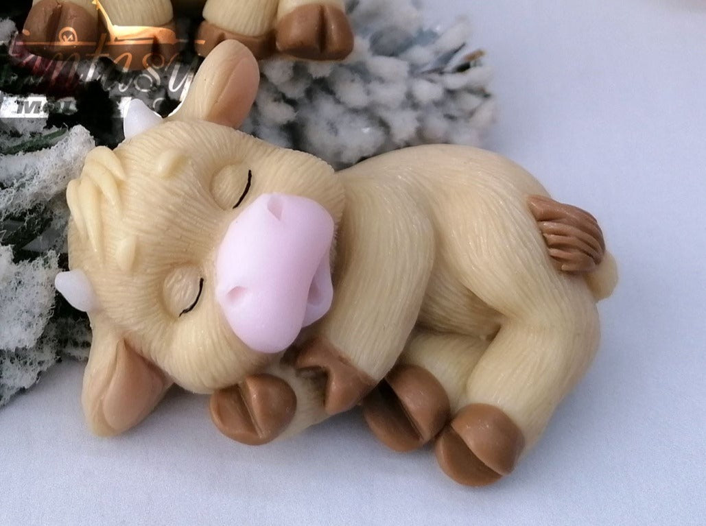 MooMoo slepping baby bulls silicone mold for soap making