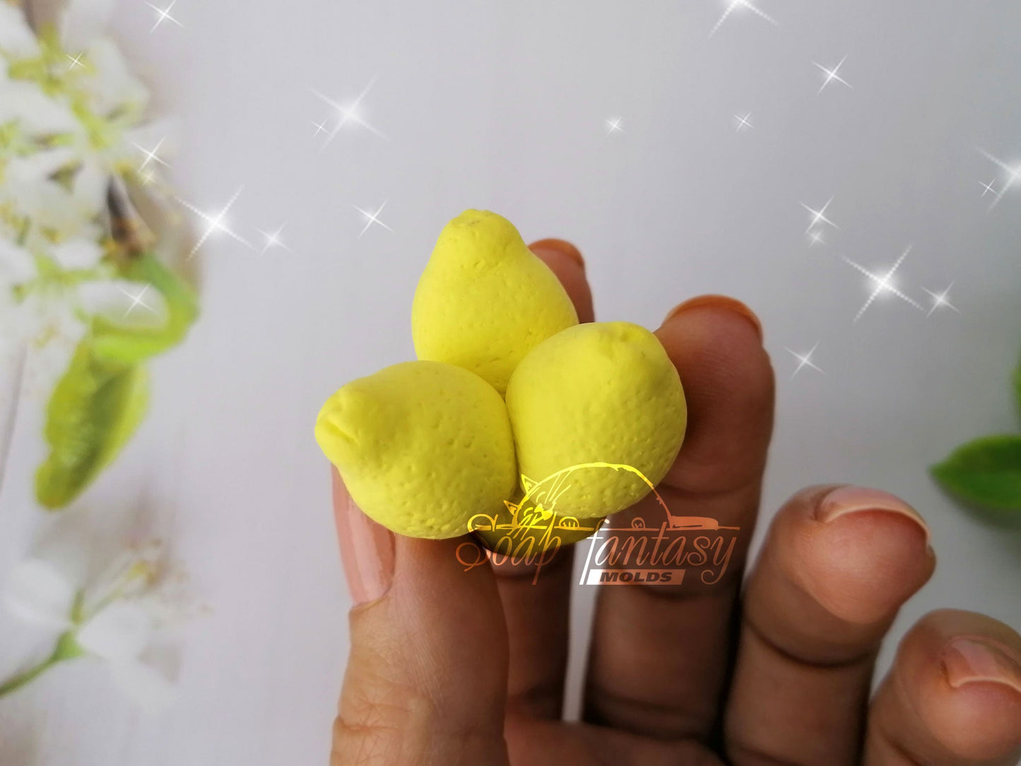 Lemon triplet (bouquet inserts) silicone mold for soap making