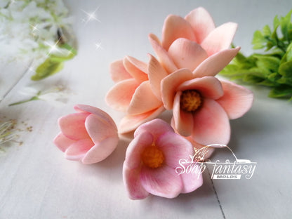 Magnolia triplet flower silicone mold for soap making