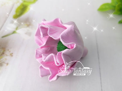 Pink poppy flowers silicone mold for soap making